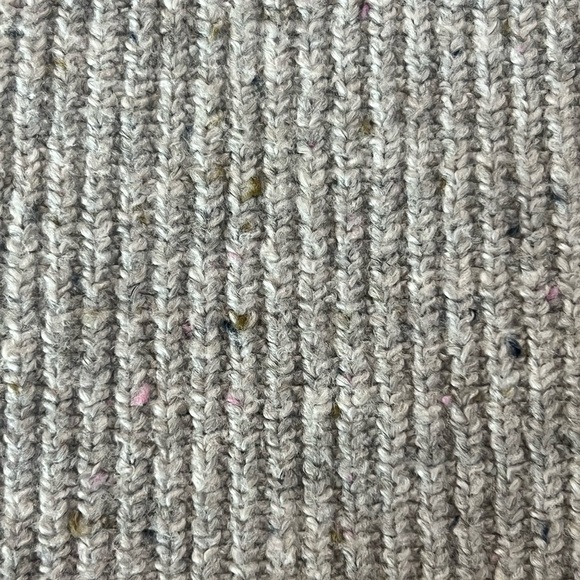 LOFT Speckled Lt Grey Crewneck Knee Length Sweater Dress with Tie Cuffs - Picture 13 of 14